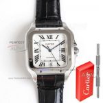 TW Factory Copy Cartier Santos White Dial Men's Watch Upgraded Buckle 